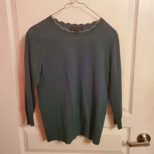 Ann Taylor Green crew neck sweater - 3/4 sleeve size Small